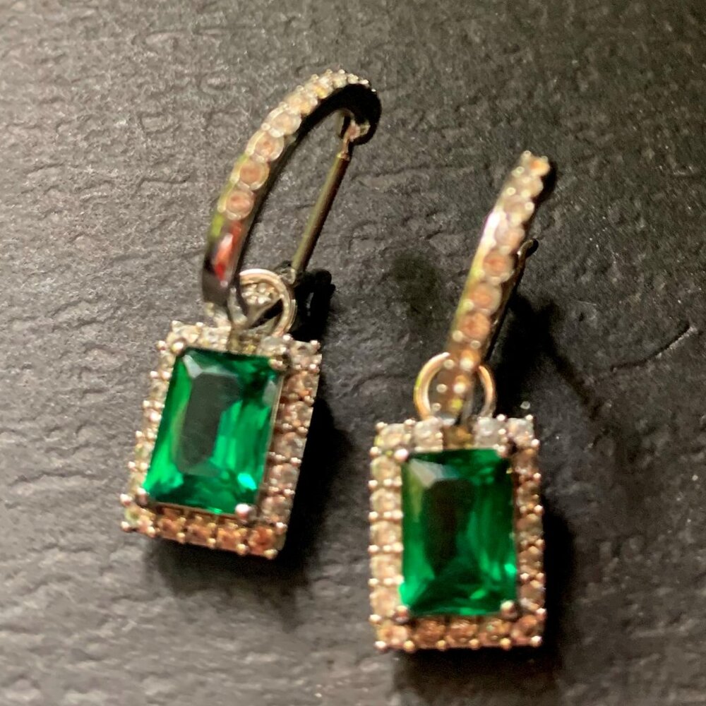 Swarovski Crystal Green Emerald Drop Earrings